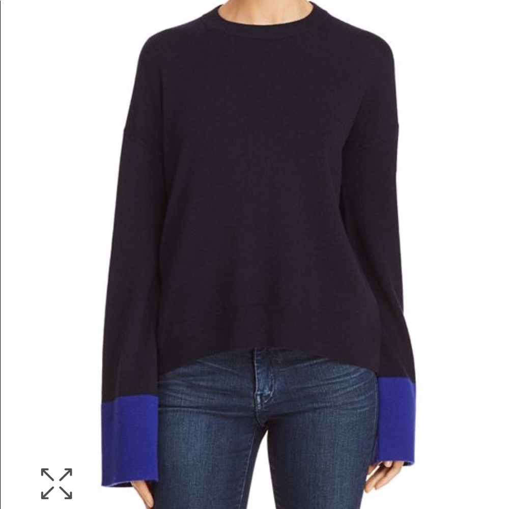 Theory Color-Block Wool/Cashmere Sweater Navy/Blue